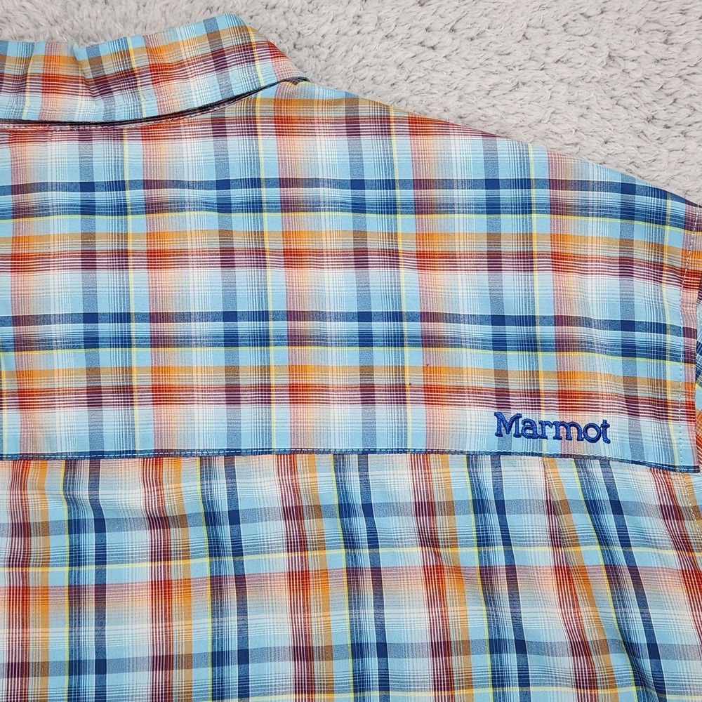 Marmot Shirt Mens XL Multicolor Plaid Short Sleeve Button Up Lightweight Casual - Picture 13 of 14